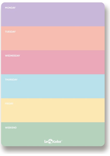 Haftalık Planlayıcı Blok Pastel modelleri