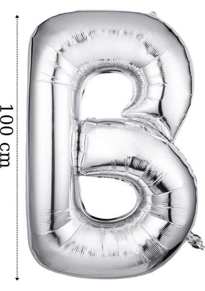 Folyo Balon B Harfi Helyum Balon 100 Cm Gümüş Renk
