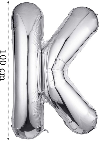 Folyo Balon K Harfi Helyum Balon 100 Cm Gümüş Renk