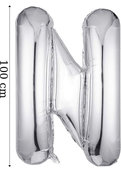 Folyo Balon N Harfi Helyum Balon 100 Cm Gümüş Renk