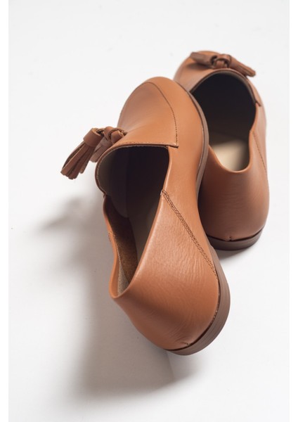 Taba Cilt Deri Kadın Ayakkabı Düz Taban Hakiki Deri Kullanıma Uygun Şık Tasarım modelleri