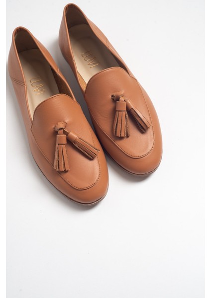 Taba Cilt Deri Kadın Ayakkabı Düz Taban Hakiki Deri Kullanıma Uygun Şık Tasarım fırsatları