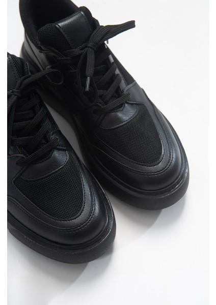 Pure Siyah Cilt Kadın Spor Ayakkabı