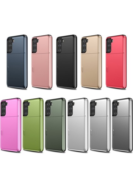 Samsung Galaxy S21 Fe Için Sürgülü Kart Tutucu Plastik + Tpu Hibrit Telefon Kılıfı (Yurt Dışından)