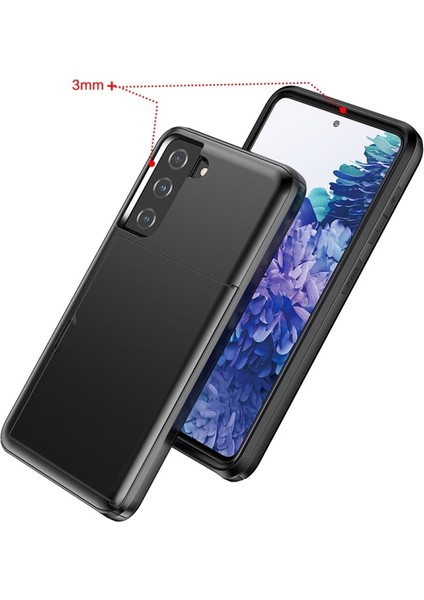 Samsung Galaxy S21 Fe Için Sürgülü Kart Tutucu Plastik + Tpu Hibrit Telefon Kılıfı (Yurt Dışından)