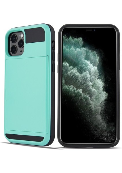 Apple İphone 12 Pro Max 6.7 Inç Uyumlu Kart Tutuculu Pc + Tpu Telefon Kılıfı - Yeşil (Yurt Dışından)
