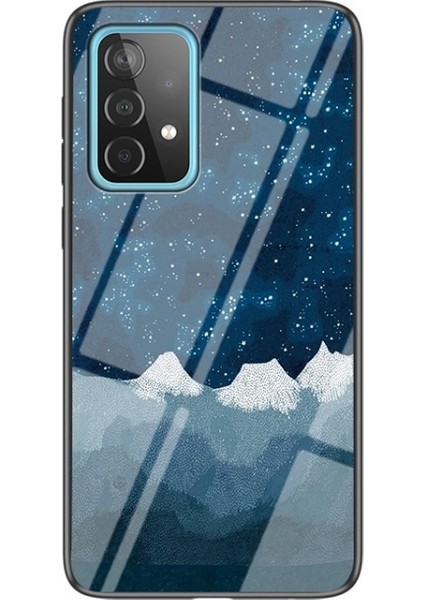 Galaxy A52 5g Için Yıldızlı Gökyüzü Desen Temperli Cam + Pc + Tpu Koruyucu Telefon Kılıfı - Koyu Mavi (Yurt Dışından)