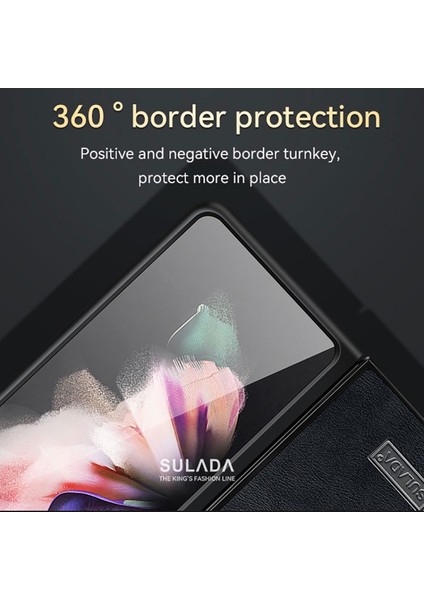 Galaxy Z Fold3 5g Için Pu Deri Kaplamalı Sert Pc Telefon Kılıfı - Kahverengi (Yurt Dışından)