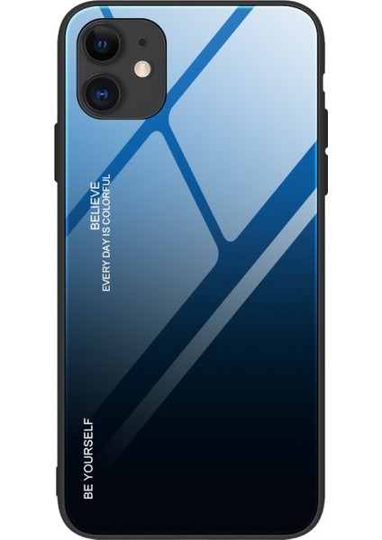 Hello- U Apple İphone 12 Mini 5.4 Inç Uyumlu Degrade Renk Temperli Cam + Pc + Tpu Telefon Kılıfı - Mavi / Siyah (Yurt Dışından)