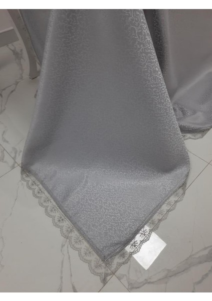 Paris Jakarlı Kumaş Güpürlü Gri Masa Örtüsü Dikdörtgen 160*220 cm - 962 modelleri