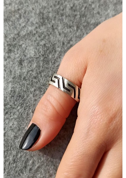 Antik Gümüş Kaplama Geometrik Şekilli El Yapımı Ayarlanabilir Erkek Yüzük fiyatları