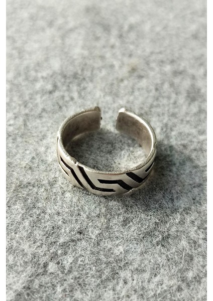 Antik Gümüş Kaplama Geometrik Şekilli El Yapımı Ayarlanabilir Erkek Yüzük fırsatları