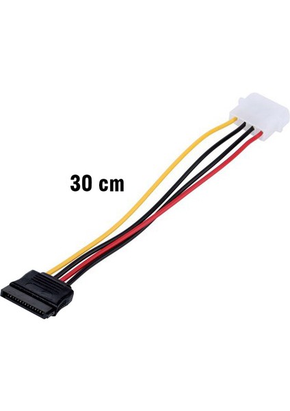 4 Pinli Erkek Ide Molex TO15 Pin Dişi Sata Güç Kablosu 30 cm