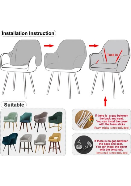 Jakarlı Yemek Sandalye Slipcovers Yemek Odası Sandalye Koruyucu Kahve (Yurt Dışından) fiyatları