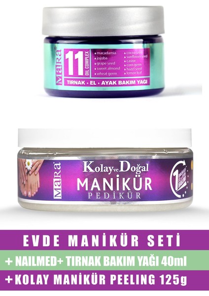 Evde Manikür Seti - Kolay Manikür Peeling 125G + Nailmed Tırnak Yağı 40ML