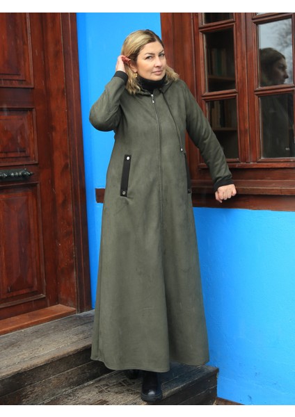 Ayla Cepli Kapüşonlu Süet Siyah Kadın Pardesü fiyatları