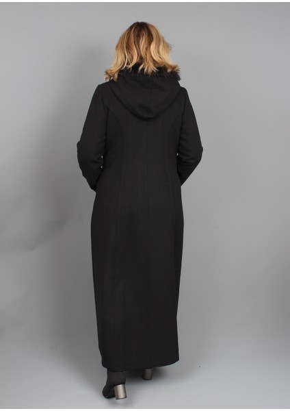 Büyük Beden Anne Kışlık Kaşmir Siyah Manto modelleri