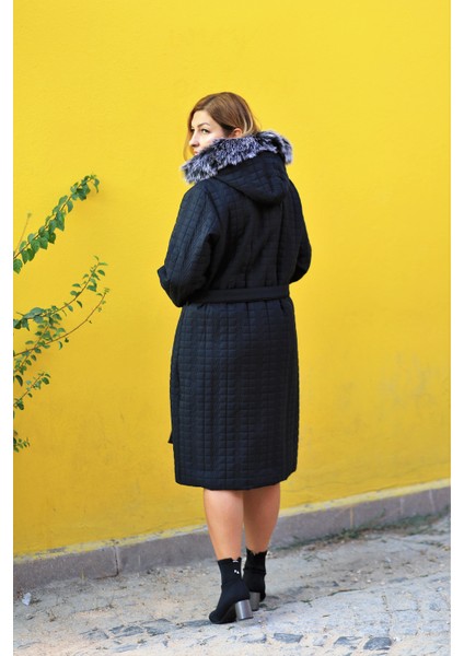 Jale Kadın Haki Kemerli Kapüşonlu Büyük Beden Kapitone Mont indirimleri