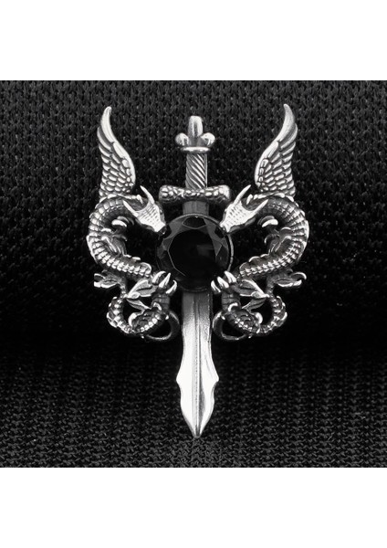 Çift Ejderha Tasarımlı Detaylı Siyah Zirkon Taşlı 925 Ayar Gümüş Kolye Ucu fiyatları