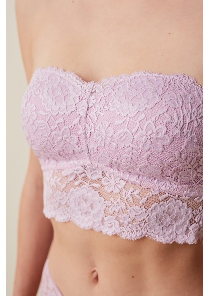 Lila Dantelli Straplez Bralet Kadınlar İçin Pamuklu ve Nefes Alabilir Tasarım fiyatları
