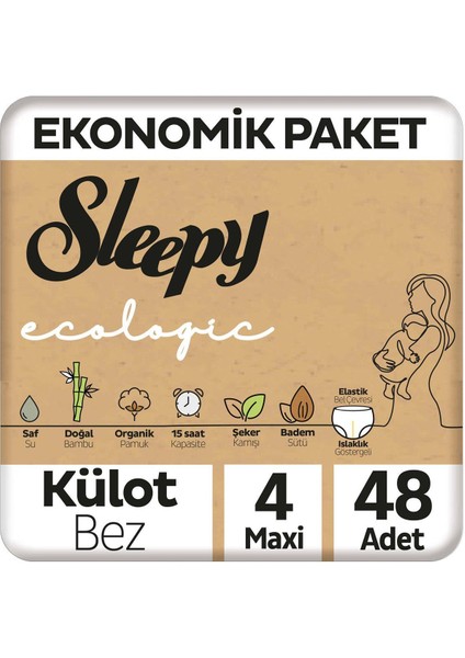 Ecologic Ekonomik Paket Külot Bez 4 Numara Maxi 48 Adet