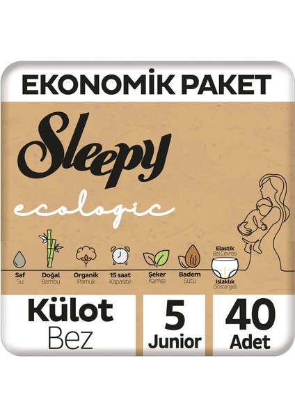 Ecologic Ekonomik Paket Külot Bez 5 Numara Junior 40 Adet