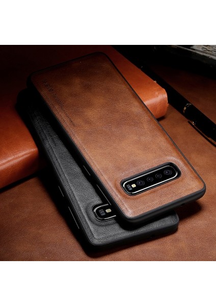 Galaxy S10 Plus Için Vintage Stil Toza Darbeye Dayanıklı Pu Deri Kaplamalı Tpu Koruyucu Kılıf - Siyah (Yurt Dışından) fiyatları