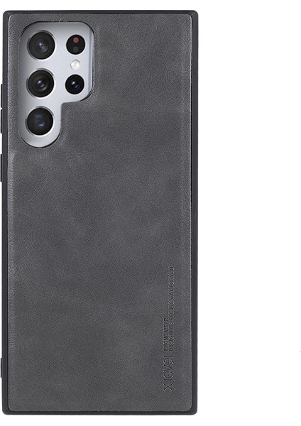Galaxy S22 Ultra Için Vintage Stil Toza Darbeye Dayanıklı Pu Deri Kaplamalı Tpu Koruyucu Kılıf - Gri (Yurt Dışından)
