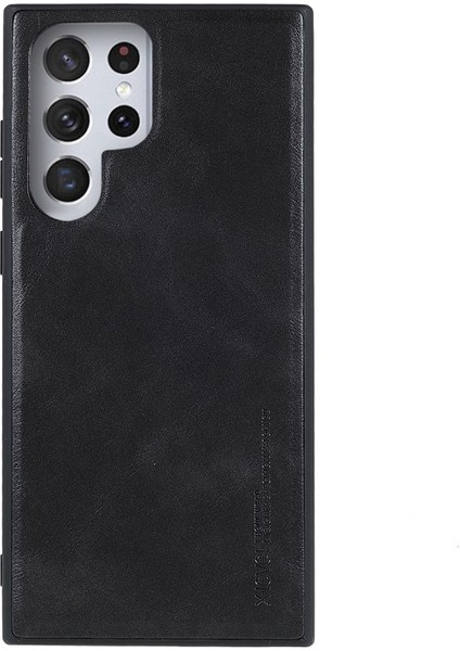 Galaxy S22 Ultra Için Vintage Stil Toza Darbeye Dayanıklı Pu Deri Kaplamalı Tpu Koruyucu Kılıf - Siyah (Yurt Dışından)