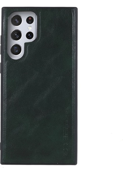 Galaxy S22 Ultra Için Vintage Stil Toza Darbeye Dayanıklı Pu Deri Kaplamalı Tpu Koruyucu Kılıf - Yeşil (Yurt Dışından)