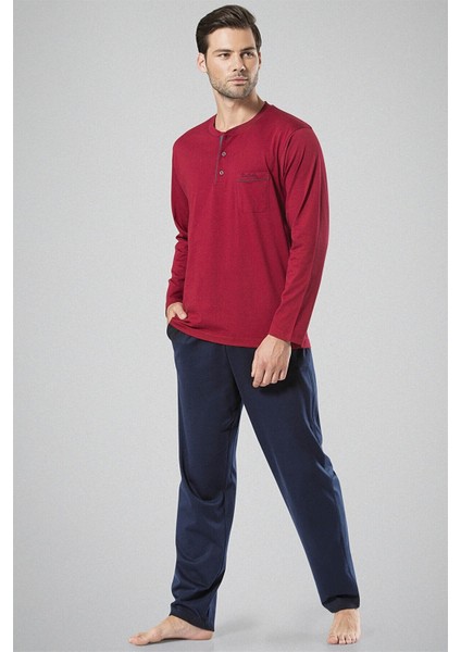 Pierre Cardin 5454 Erkek Uzun Kollu Pijama Takımı-Bordo