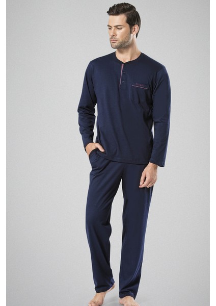 Pierre Cardin 5454 Erkek Uzun Kollu Pijama Takımı-Lacivert