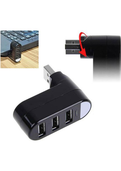 3 Port 180 Dirsek USB Hub Çoğaltıcı Çoklayıcı USB 2.0 Çoklama