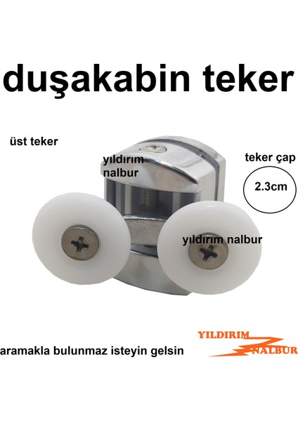 Duşakabin Tekerleği Üst Teker Çiftli Plastik Krom Kaplama Üst Teker 4'lü