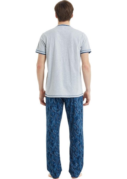 30821 Düğmeli Normal Bel Düz Gri Erkek Pijama Takımı modelleri