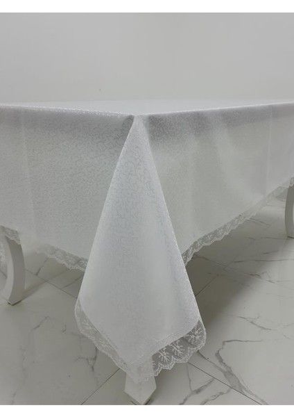 Paris Jakarlı Kumaş Güpürlü Beyaz Masa Örtüsü Dikdörtgen 160*220 cm - 965 fiyatları