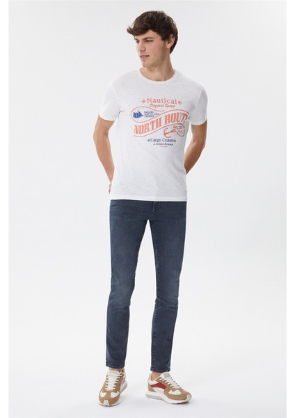 222 Lcm 242035 Merlin Off White Bisiklet Yaka Slim Fit Baskılı Kırık Beyaz Erkek T-Shirt fiyatları