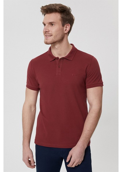 Slim Fit Pike Desenli Bordo Erkek Polo T-Shirt - 224 LCM 242057 Twins