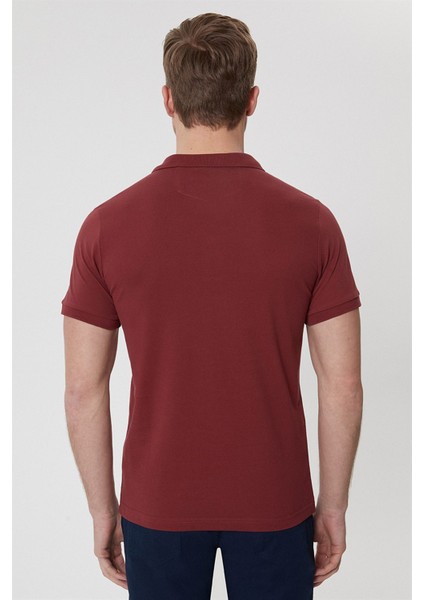 Slim Fit Pike Desenli Bordo Erkek Polo T-Shirt - 224 LCM 242057 Twins