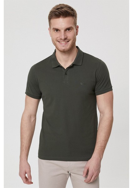 Lee Cooper 222 Lcm 242057 Twins OliveSlim Fit Pike Desenli Açık Yeşil Erkek Polo T-Shirt