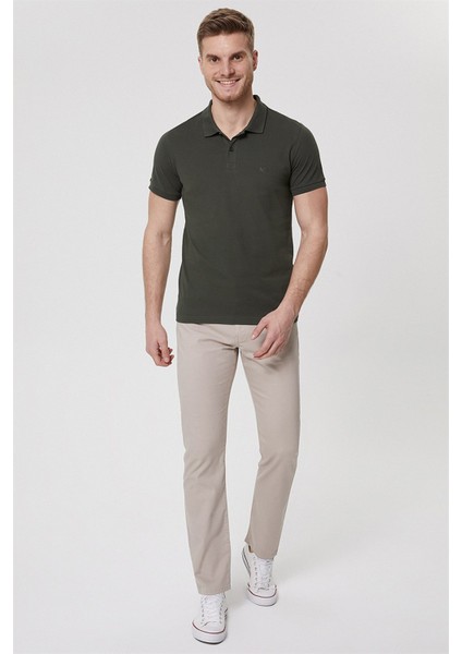 Lee Cooper 222 Lcm 242057 Twins OliveSlim Fit Pike Desenli Açık Yeşil Erkek Polo T-Shirt