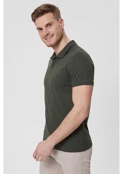 Lee Cooper 222 Lcm 242057 Twins OliveSlim Fit Pike Desenli Açık Yeşil Erkek Polo T-Shirt