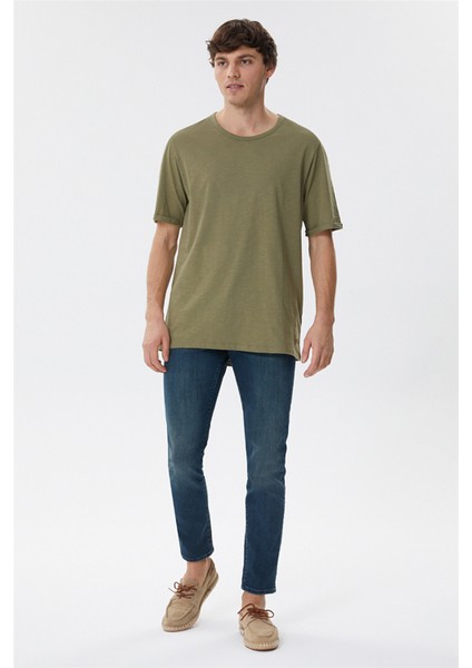 Bisiklet Yaka Oversized DüzHaki Erkek T-Shirt - 222 Lcm 242041 Thomas fiyatları