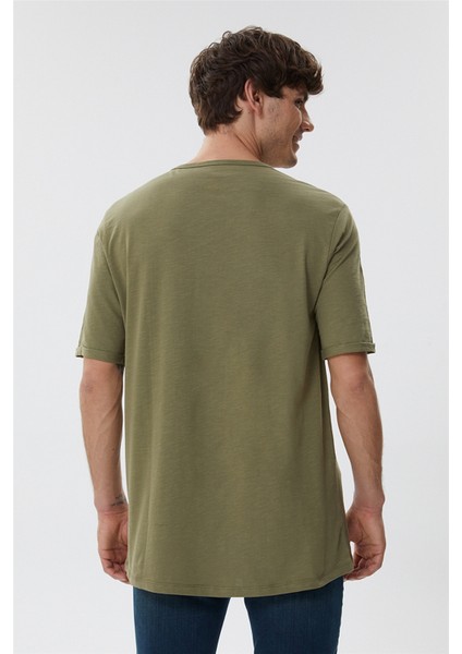 Bisiklet Yaka Oversized DüzHaki Erkek T-Shirt - 222 Lcm 242041 Thomas indirimleri