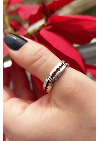 Antik Gümüş Kaplama Jilet Şekilli El Yapımı Ayarlanabilir Erkek Yüzük