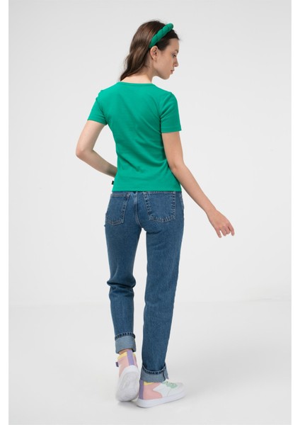 U Yaka Kadın Kısa Kollu Ribana T-Shirt modelleri