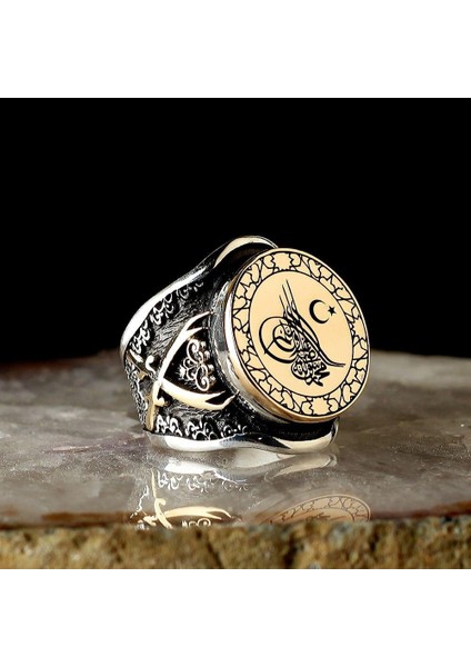 Osmanlı Tuğra Motifli Usta Işi 925 Ayar Gümüş Erkek Yüzük fiyatları