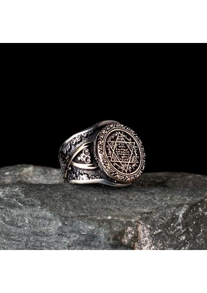 925 Ayar Gümüş Mührü Süleyman Yüzük Kral Bileklik Set modelleri