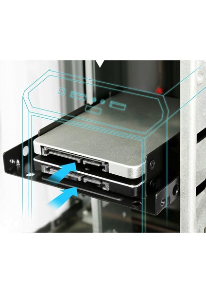 2li 3.5" 2x2.5" SSD / HDD Bağlama Harddisk Kızağı 2x HDD Tutucu 2.5 HDD SSD Montaj Kiti