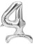 4 Yaş Gümüş Renkli Ayaklı Folyo Balon Rakam 32 Inç 80 cm 1